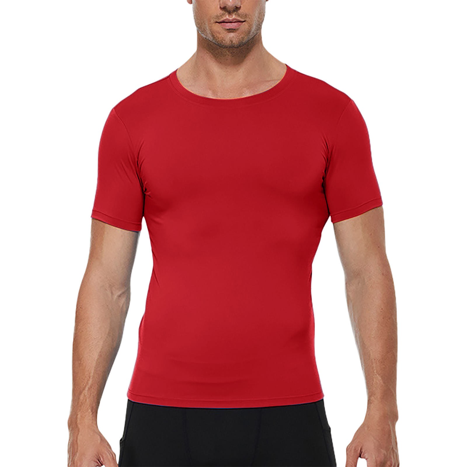 thumbnail image 2 of Camiseta deportiva elástica de secado rápido para hombre: camiseta deportiva ajustada, ideal para correr o ir al gimnasio, tejido que absorbe la humedad, 2 of 3